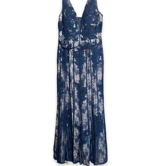 blue lace dress size 16 Yours London Women's Plus Size Navy Blue Lace Wrap Pleated Maxi Dress Size 18